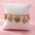 Load image into Gallery viewer, Charm Bracelet, Gold with Hearts & Flowers