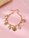Load image into Gallery viewer, Charm Bracelet, Gold with Hearts & Flowers