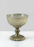 Load image into Gallery viewer, Antique Gold & Silver Glass Pedestal Flower Compote