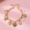 Load image into Gallery viewer, Charm Bracelet, Gold with Hearts & Flowers