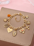 Load image into Gallery viewer, Charm Bracelet, Cross Heart Oval Motifs