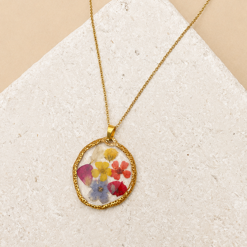 NECKLACE, 18K STAINLESS STEEL TARNISH FREE FLOWER
