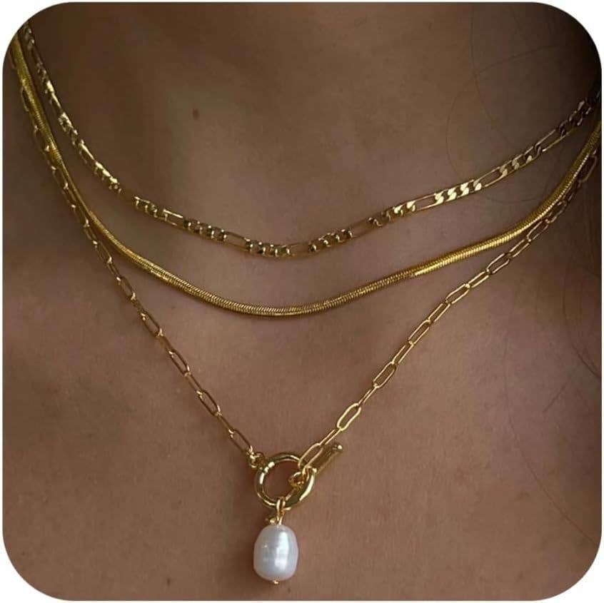 NECKLACE, 18K STAINLESS STEEL TARNISH FREE LAYERED