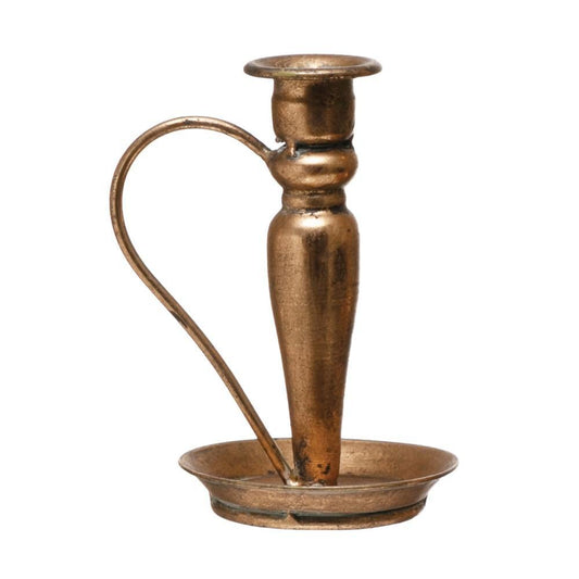 Metal Chamberstick, Copper Finish