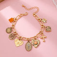 Load image into Gallery viewer, Charm Bracelet, Cross Heart Oval Motifs

