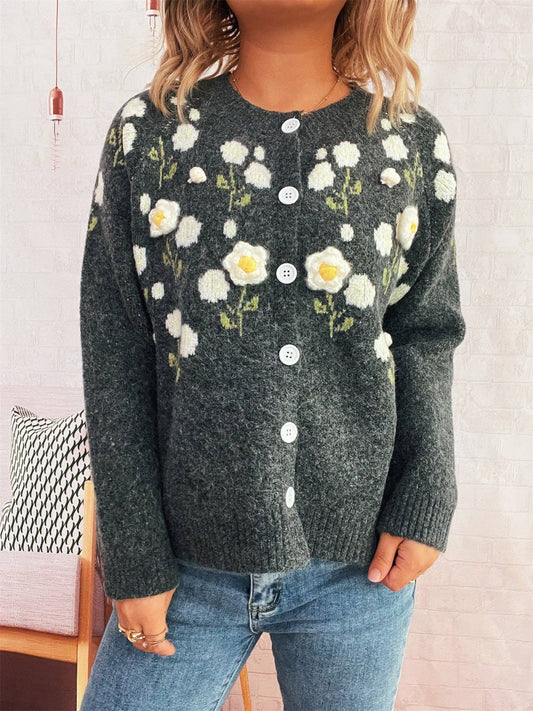 Cardigan, Women's Floral Embroidered