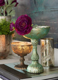 Load image into Gallery viewer, Antique Gold & Silver Glass Pedestal Flower Compote
