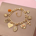 Load image into Gallery viewer, Charm Bracelet, Cross Heart Oval Motifs
