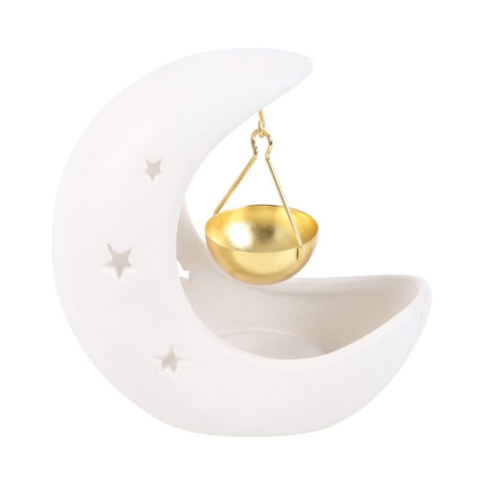 Oil Burner, White Crescent Moon