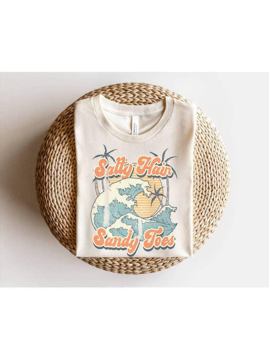Salty Hair Sandy Toes Retro Tee