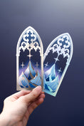 Load image into Gallery viewer, Holographic Gothic Arch Mountain Bookmark Bookish Romantasy

