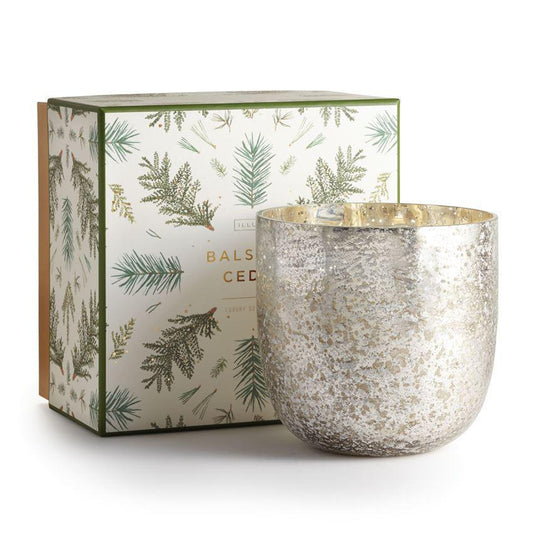Candle, Balsam & Cedar Luxe Sanded Mercury Glass