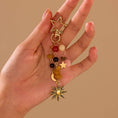Load image into Gallery viewer, KEYCHAIN, STAINLESS CELESTIAL SUN MOON STAR BEADED
