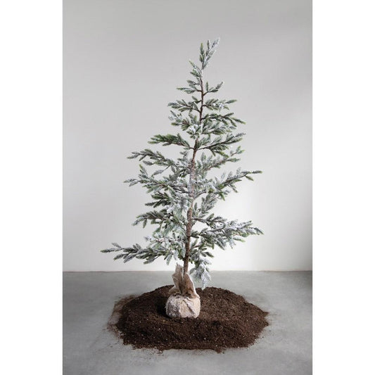 Faux Pine Tree w/ Burlap Base, Ice Finish
