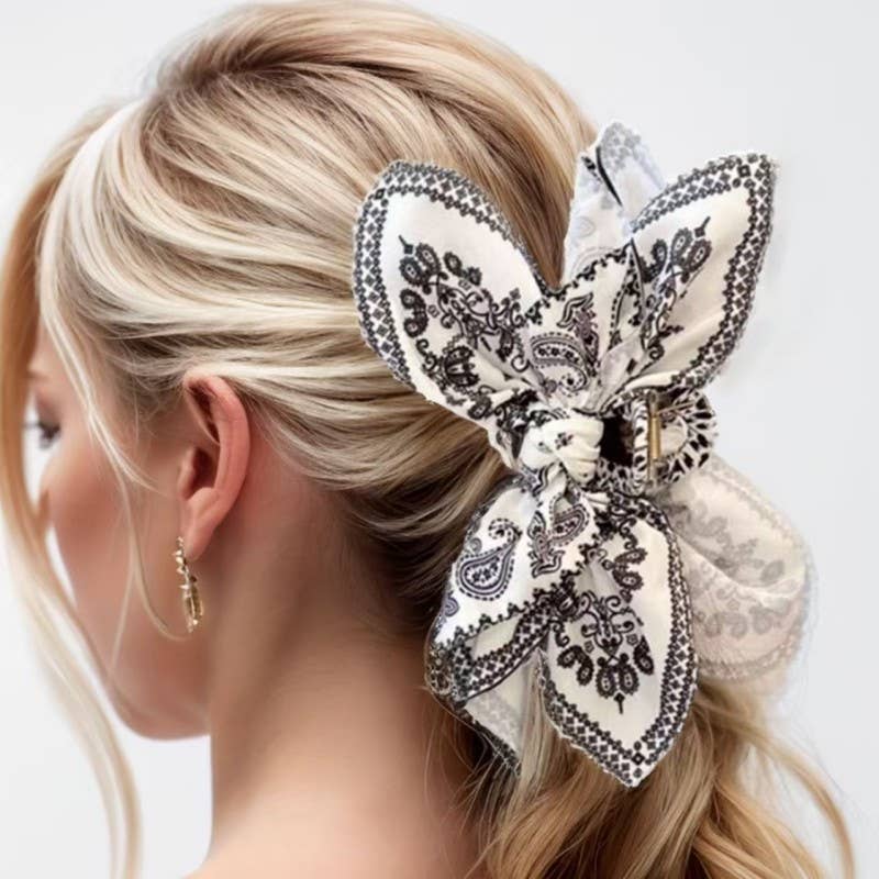 HAIR CLAW CLIPS, PAISLEY BOHO VINTAGE