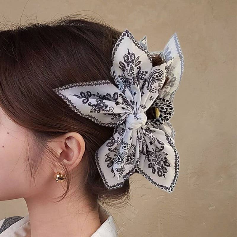 HAIR CLAW CLIPS, PAISLEY BOHO VINTAGE