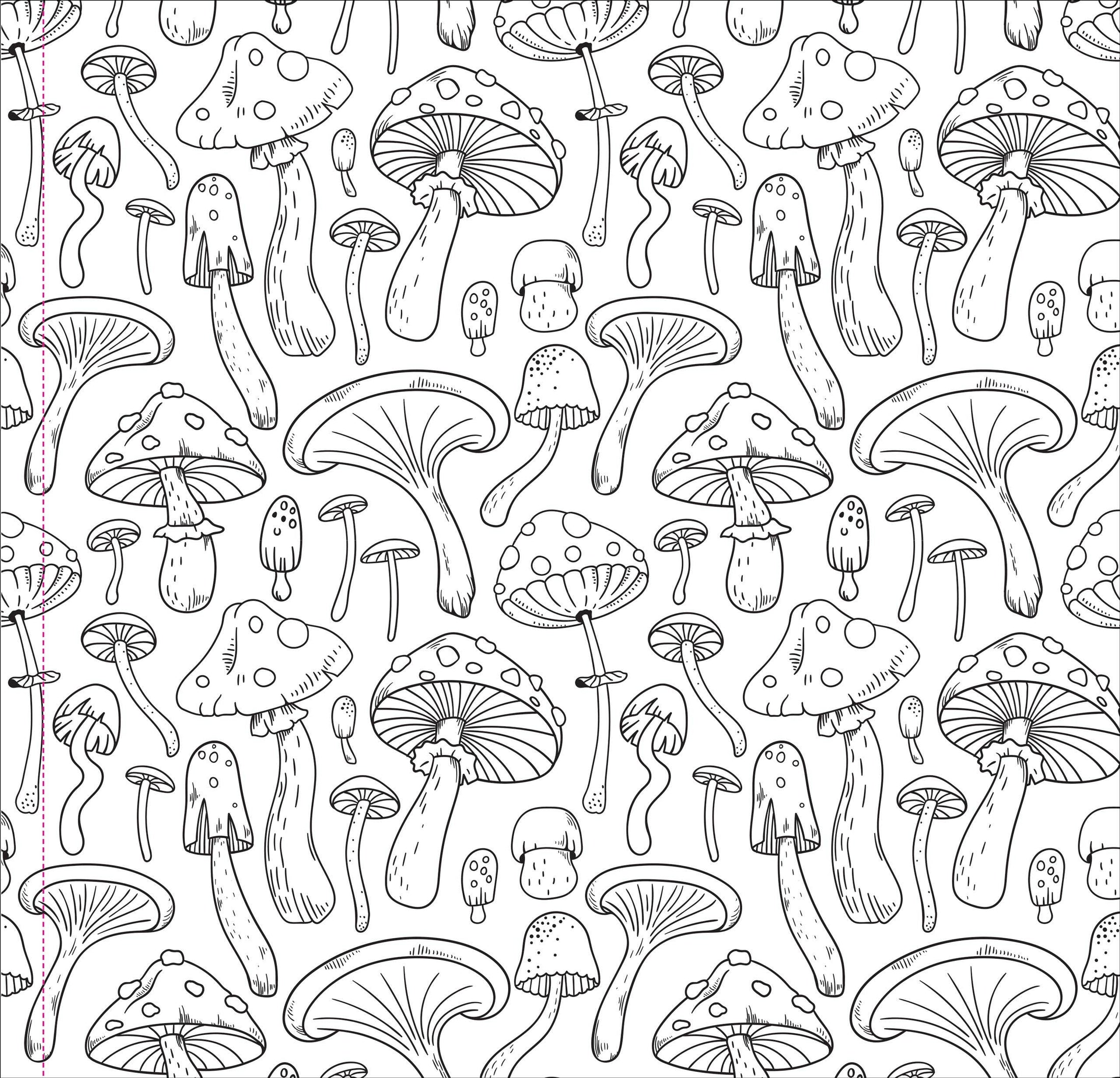 Adult Coloring Book, Mushrooms