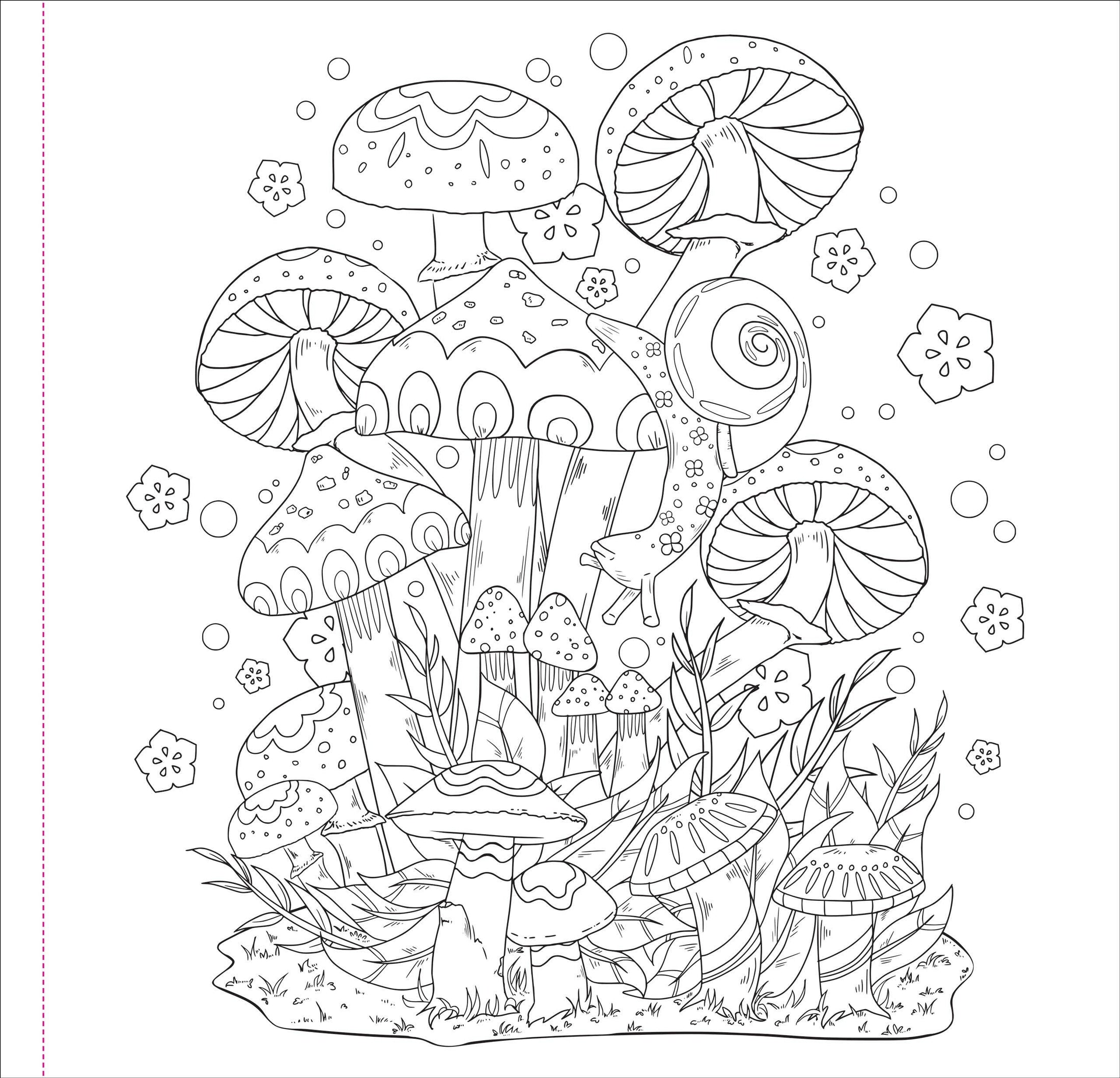 Adult Coloring Book, Mushrooms