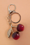 Load image into Gallery viewer, BAG CHARM, SHINY CHERRY DROP WITH LEAF
