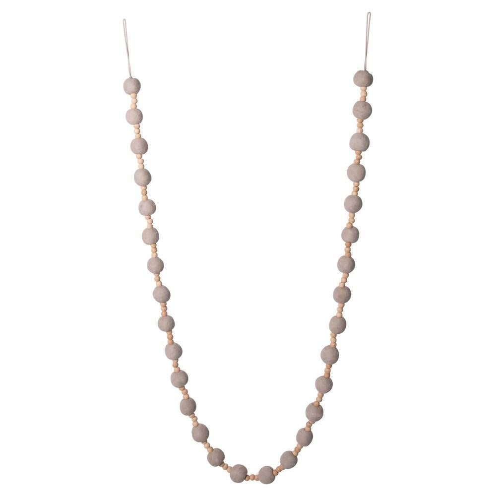 Garland, Wool Felt Ball & Wood Bead
