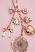 Load image into Gallery viewer, BAG CHARM, DRIED FLOWER BOW HEART PEARL
