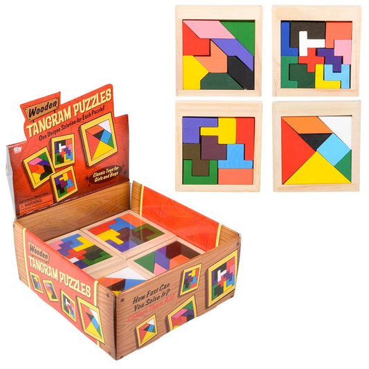 Puzzle, 4" Wooden Tangram