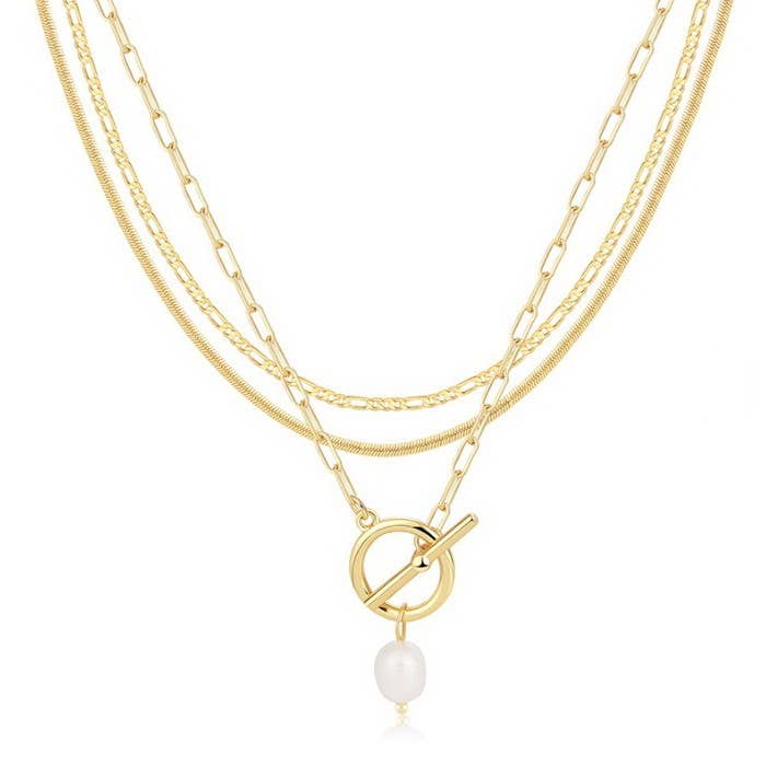 NECKLACE, 18K STAINLESS STEEL TARNISH FREE LAYERED