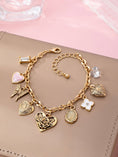 Load image into Gallery viewer, Charm Bracelet, Gold with Hearts & Flowers
