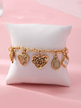 Load image into Gallery viewer, Charm Bracelet, Gold with Hearts & Flowers
