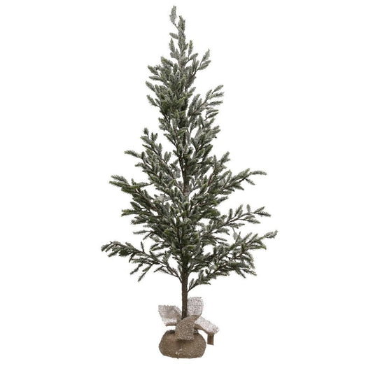 Faux Pine Tree w/ Burlap Base, Ice Finish