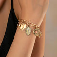 Load image into Gallery viewer, Charm Bracelet, Cross Heart Oval Motifs
