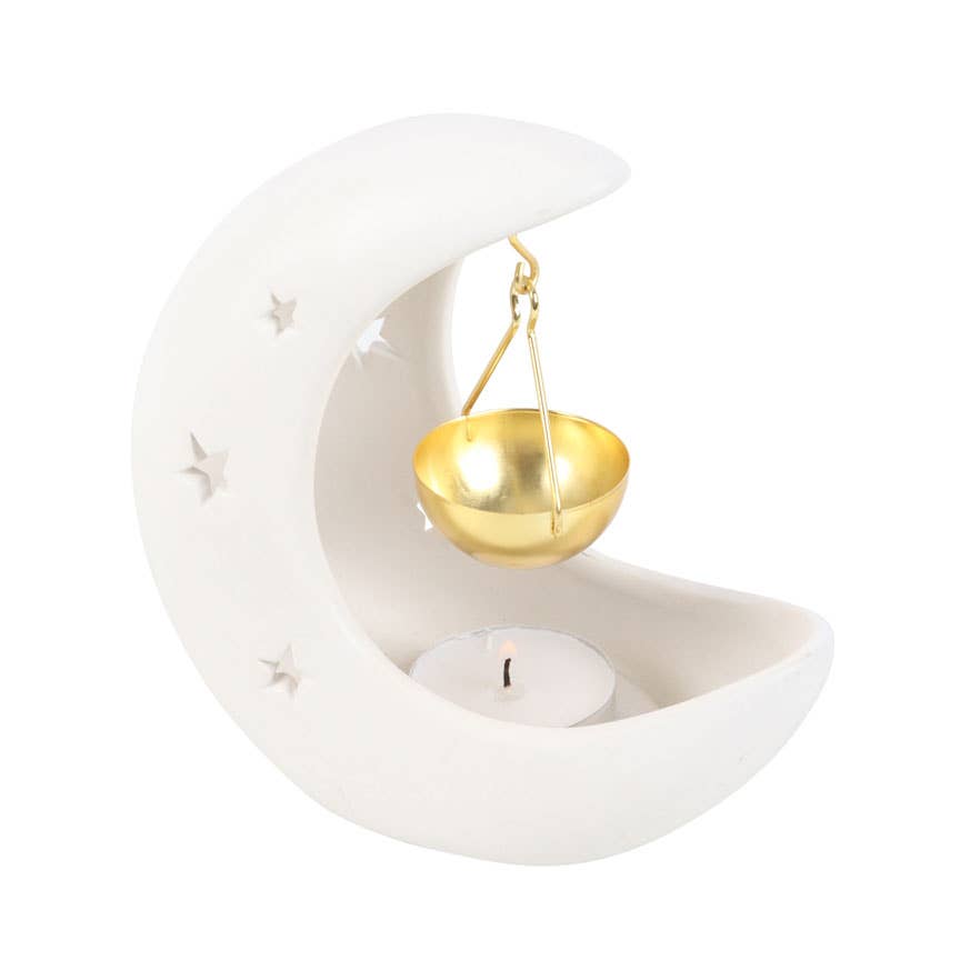 Oil Burner, White Crescent Moon