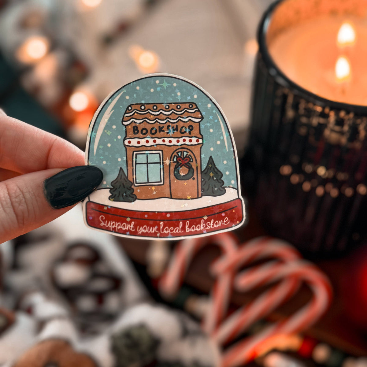 Sticker, Local Bookshop Snow Globe