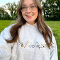 Load image into Gallery viewer, Embroidered Harry Potter Icons Crewneck Sweatshirt: 50/50 cotton/poly / XL / Ash
