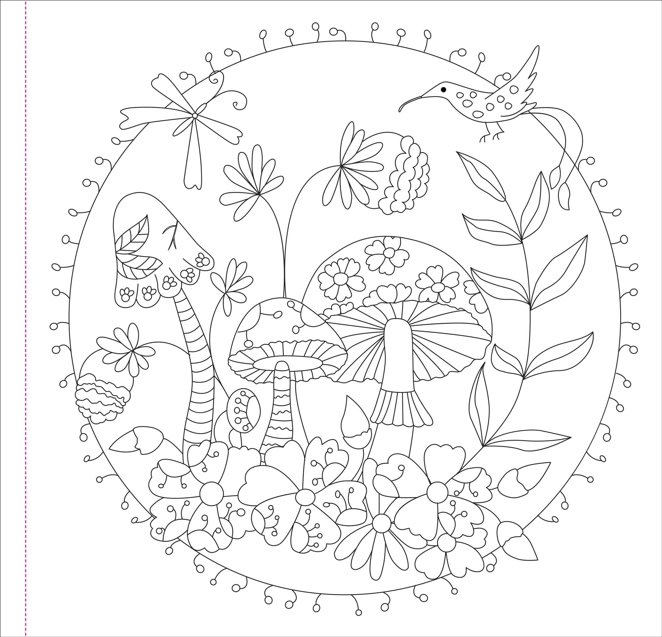 Adult Coloring Book, Mushrooms