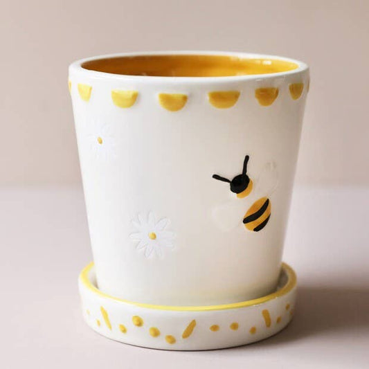 Planter, Small Bee Planter and Tray