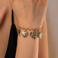 Load image into Gallery viewer, Charm Bracelet, Gold with Hearts & Flowers
