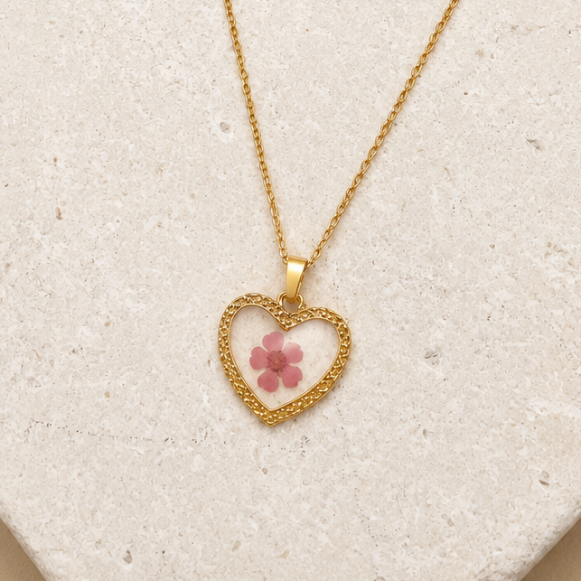 NECKLACE, 18K STAINLESS STEEL TARNISH FREE FLOWER