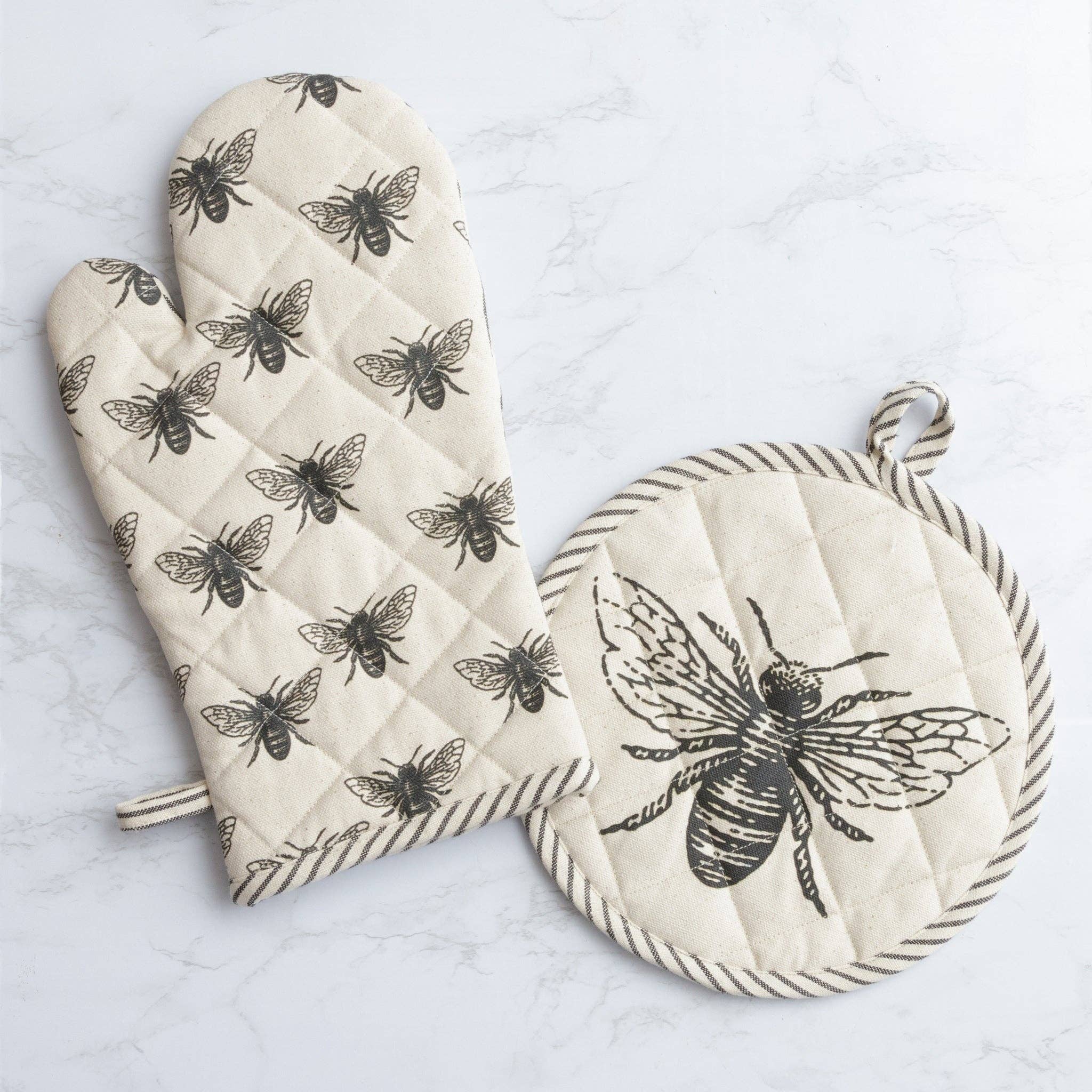 Oven Mitt & Pot Holder Set, Bee