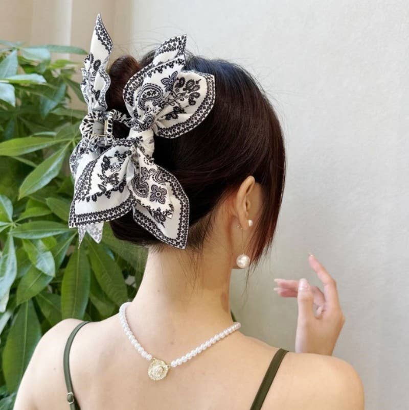 HAIR CLAW CLIPS, PAISLEY BOHO VINTAGE