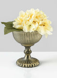 Load image into Gallery viewer, Antique Gold & Silver Glass Pedestal Flower Compote

