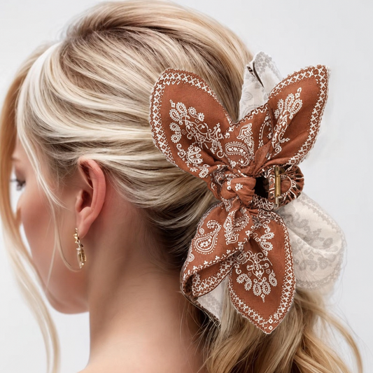 HAIR CLAW CLIPS, PAISLEY BOHO VINTAGE