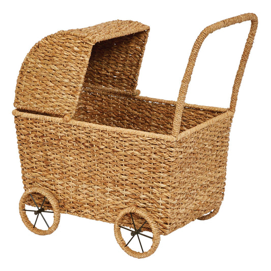 Hand-Woven Bassinet Stroller, Detachable Hood