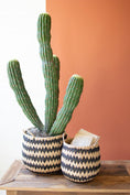 Load image into Gallery viewer, Basket, Tall Round Black & Natural Seagrass

